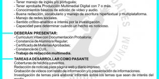 Llamado a Pasantía Rentada para estudiante de Comunicación Social Llamado a Pasantía Rentada para estudiante de Comunicación Social