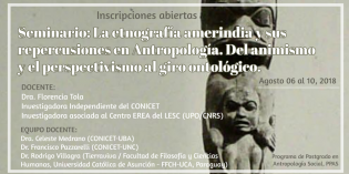 Dictarán seminario de posgrado sobre Etnografía Amerindia Dictarán seminario de posgrado sobre Etnografía Amerindia