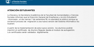 El viernes 7 de septiembre Alumnado no atenderá al público por migración a nueva versión del Siu Guaraní