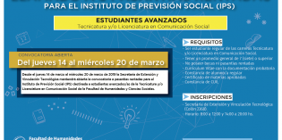 Llamado a tres Pasantías para estudiantes de Comunicación Social Llamado a tres Pasantías para estudiantes de Comunicación Social