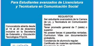 Llamado a dos pasantías rentadas para estudiantes de Comunicación Social Llamado a dos pasantías rentadas para estudiantes de Comunicación Social