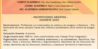Inscriben a la Especialización en Semiótica de la Lengua y la Literatura Inscriben a la Especialización en Semiótica de la Lengua y la Literatura