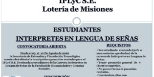 Llamado a Pasantías para estudiantes de Intérprete en Lengua de Señas