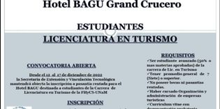 LLamado a pasantía rentada para estudiantes de Licenciatura en Turismo