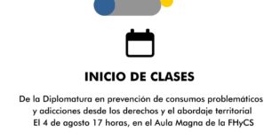 El viernes 4 de agosto comienza la Diplomatura en prevención de consumos problemáticos en la FHyCS El viernes 4 de agosto comienza la Diplomatura en prevención de consumos problemáticos en la FHyCS