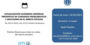 Actualización académica “Abordaje preventivo en consumos problemáticos y adicciones en el ámbito escolar”