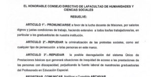 Pronunciamiento a favor de la lucha docente en Misiones Pronunciamiento a favor de la lucha docente en Misiones