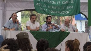 Mgter. Carlos Da Rosa, el Coordinador General de UNaM Transmedia, Lic. Hernán Cazzaniga, el Dr. Flavi Lisboa de la Universidad Federal de Santa Maria- Brasi