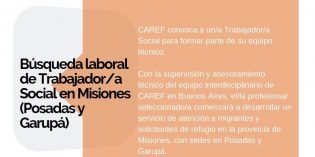 Caref convoca a trabajadores sociales para formar parte de su equipo técnico en Posadas y Garupá.