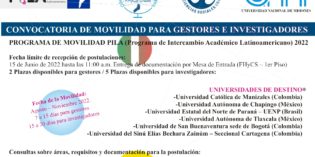 CONVOCATORIA DE MOVILIDAD PARA ESTUDIANTES, INVESTIGADORES y GESTORES