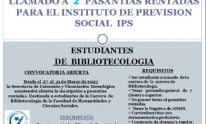 Llamado a Pasantías Rentadas para estudiantes de Bibliotecología