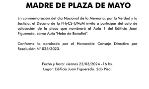 Reconocimiento a Madre de Plaza de Mayo