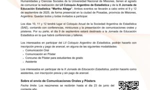 2ª Circular LII Coloquio Argentino de Estadística y la X Jornada de Educación Estadística “Martha Aliaga”