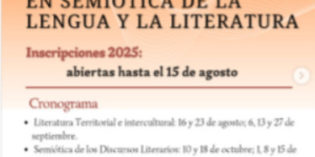 Inscripción abierta a la Especialización en Semiótica de la Lengua y la Literatura