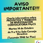 Charla sobre Convocatoria de Proyectos con financiamiento FHyCS