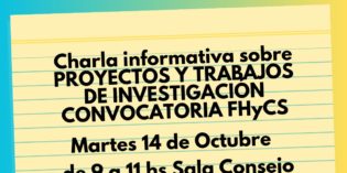 Charla sobre Convocatoria de Proyectos con financiamiento FHyCS