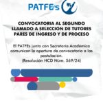 ¡SEGUNDO LLAMADO A TUTORES PATFES! 