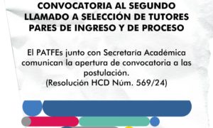 ¡SEGUNDO LLAMADO A TUTORES PATFES! 