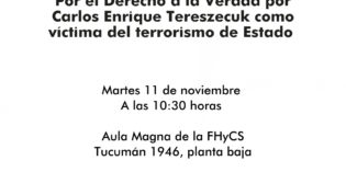 Dictaran sentencia por el derecho a la verdad por el homicidio como crimen de Lesa Humanidad de Carlos Tereszecuk