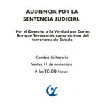 Dictaran sentencia por el derecho a la verdad por el homicidio como crimen de Lesa Humanidad de Carlos Tereszecuk