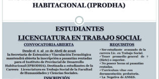 Convocatoria a pasantía rentada para estudiantes de Trabajo Social