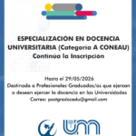 Continúa abierta la inscripción a la Especialización en Docencia Universitaria