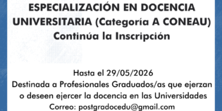 Continúa abierta la inscripción a la Especialización en Docencia Universitaria