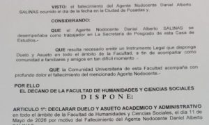 Duelo y asueto por el fallecimiento de Daniel Salinas