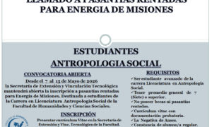 Convocatoria a pasantía rentada para estudiantes de Antropología Social