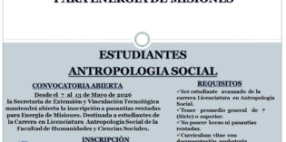 Convocatoria a pasantía rentada para estudiantes de Antropología Social
