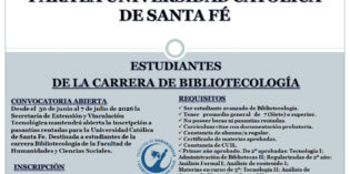 Llamado a Pasantías Rentadas para estudiantes avanzados de Bibliotecología