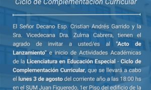 La FHyCS realizará el acto de lanzamiento de la Licenciatura en Educación Especial
