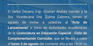 La FHyCS realizará el acto de lanzamiento de la Licenciatura en Educación Especial